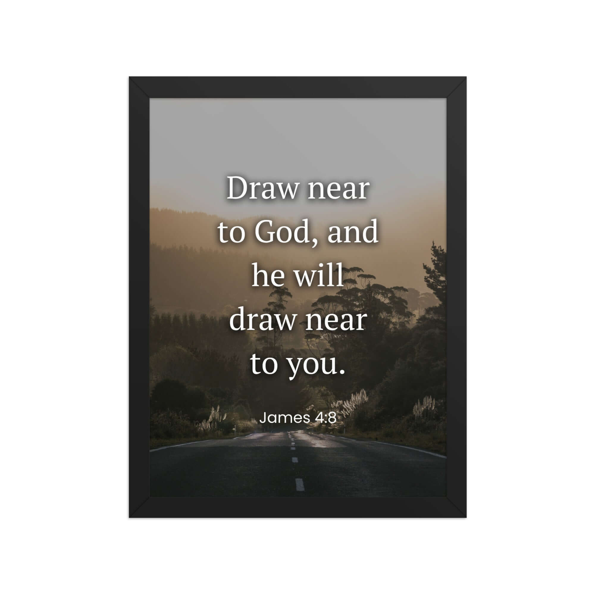 James 4:8 Bible Verse, Cleanse your Enhanced Matte Paper Framed Poster