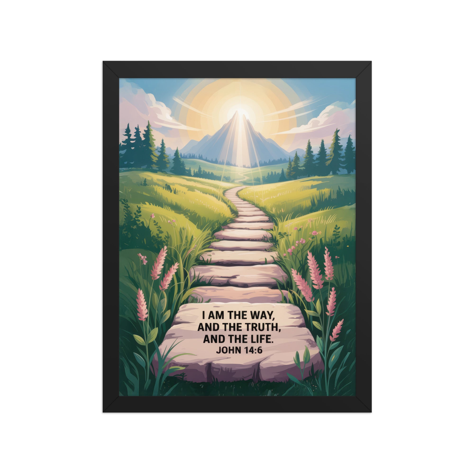 John 14:6 Bible Verse The Truth Enhanced Matte Paper Framed Poster Black 12″×16″