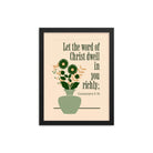 Col 3:16 - Bible Verse, word of Christ Enhanced Matte Paper Framed Poster