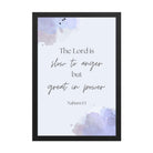 Nahum 1:3 Bible Verse, great in power Enhanced Matte Paper Framed Poster