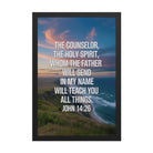 John 14:26 Bible Verse will teach Enhanced Matte Paper Framed Poster Black 12″×18″