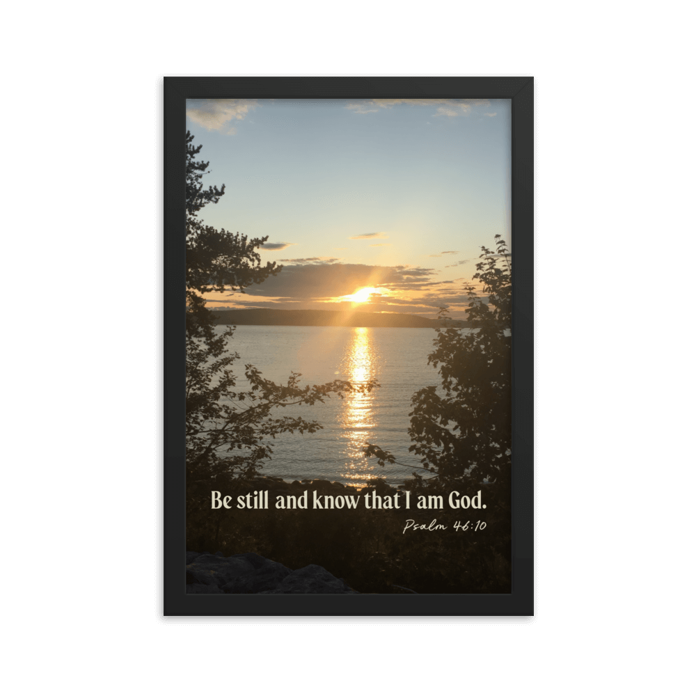 Psalm 46:10 Bible Verse, Sunset Glory Framed Poster