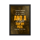 Psalm 119:105 - Bible Verse, lamp to my feet Enhanced Matte Paper Framed Poster