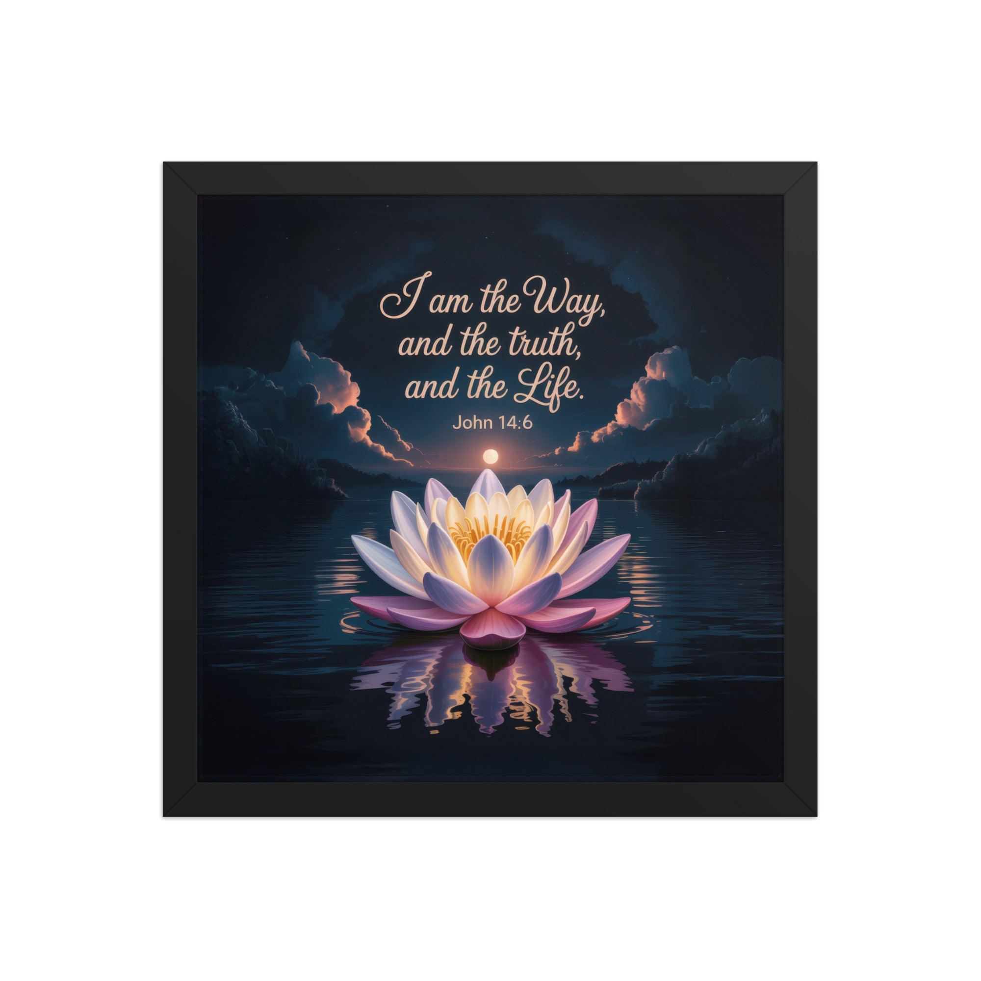 John 14:6 Bible Verse The Way Enhanced Matte Paper Framed Poster Black 14″×14″