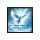 John 14:26 - Bible Verse, Holy Spirit Dove Framed Poster