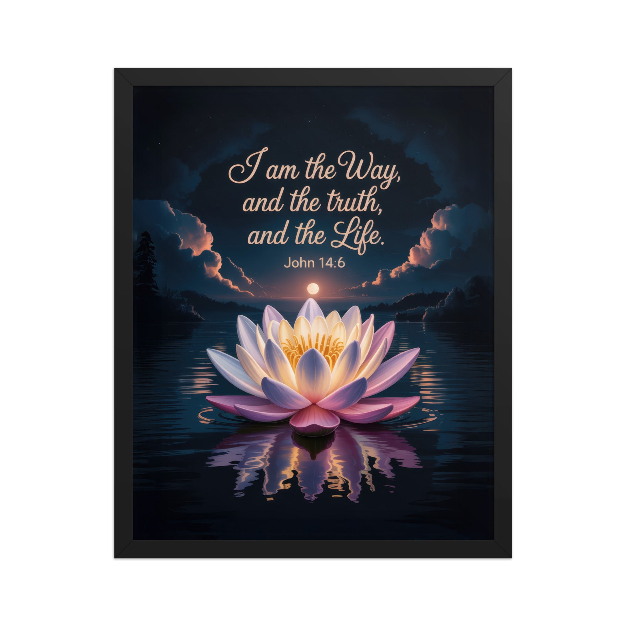 John 14:6 Bible Verse The Way Enhanced Matte Paper Framed Poster Black 16″×20″