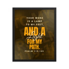 Psalm 119:105 - Bible Verse, lamp to my feet Enhanced Matte Paper Framed Poster