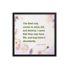 John 10:10 - Bible Verse, Abundant Life Enhanced Matte Paper Framed Poster