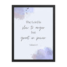 Nahum 1:3 Bible Verse, great in power Enhanced Matte Paper Framed Poster