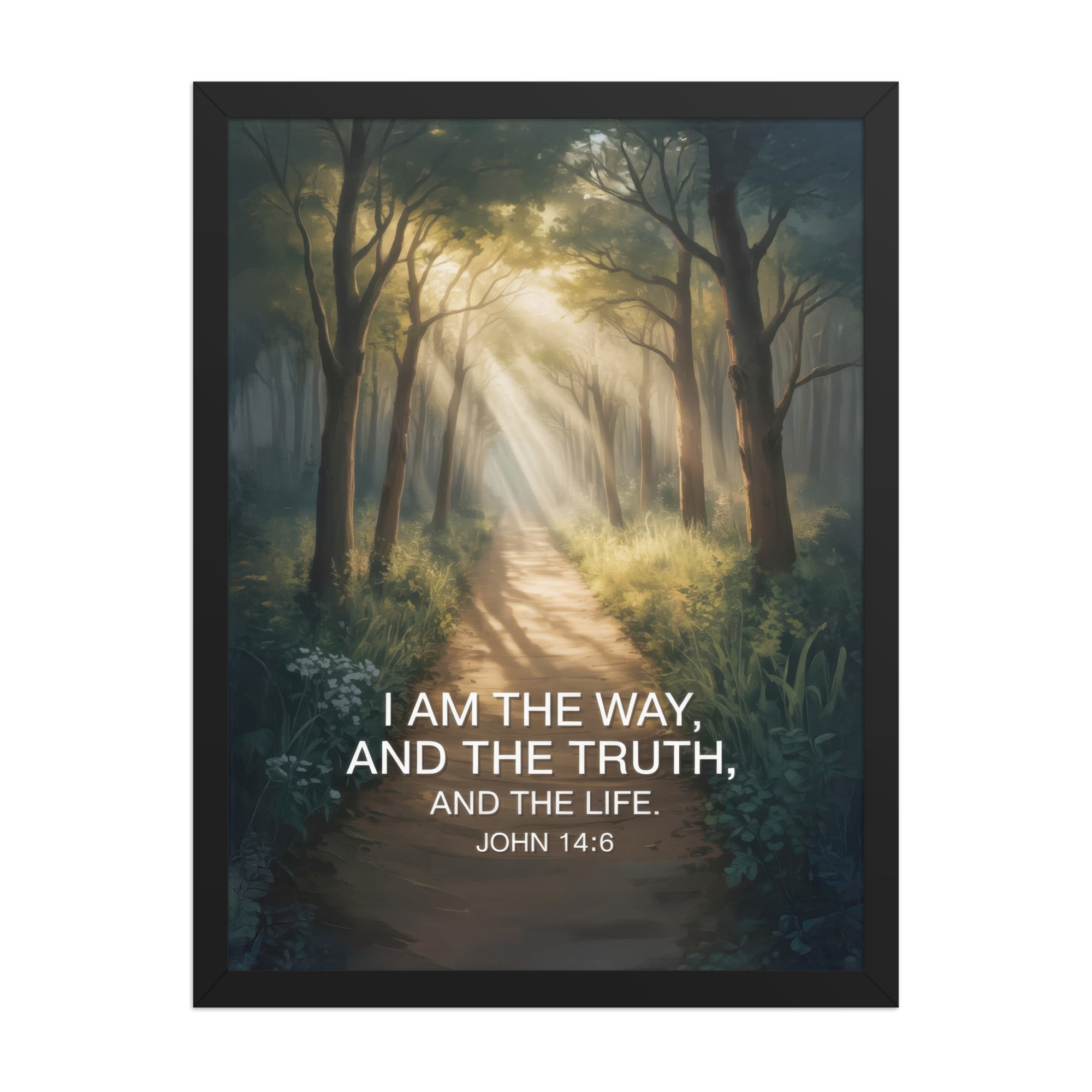 John 14:6 Bible Verse I Am Enhanced Matte Paper Framed Poster Black 18″×24″