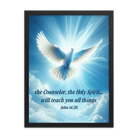 John 14:26 - Bible Verse, Holy Spirit Dove Framed Poster