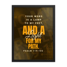 Psalm 119:105 - Bible Verse, lamp to my feet Enhanced Matte Paper Framed Poster