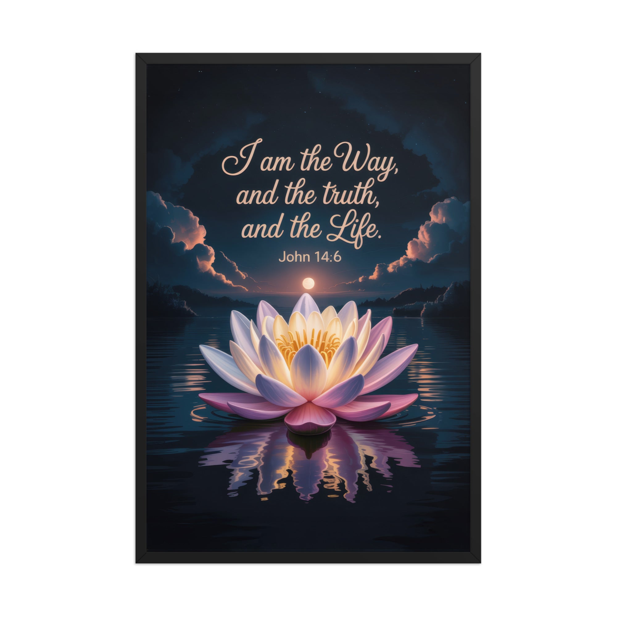 John 14:6 Bible Verse The Way Enhanced Matte Paper Framed Poster Black 24″×36″
