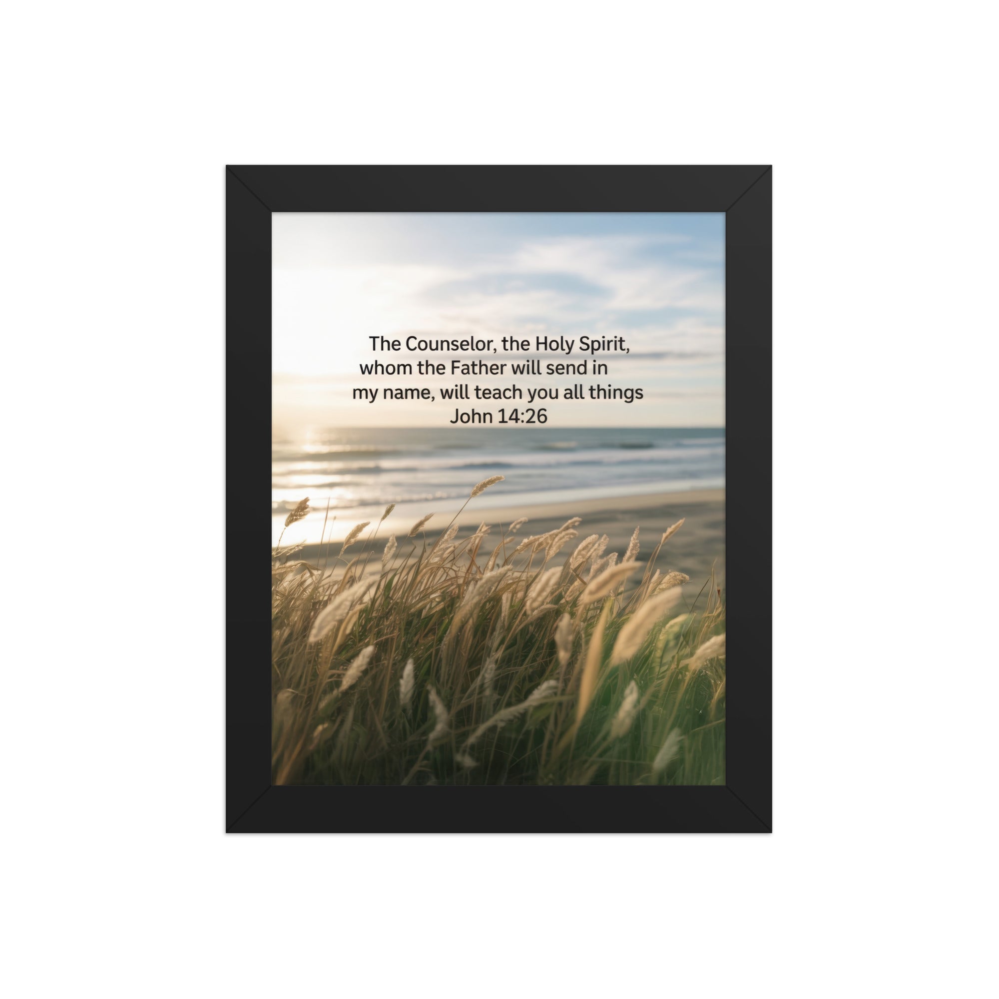 John 14:26 Bible Verse in my name Enhanced Matte Paper Framed Poster Black 8″×10″