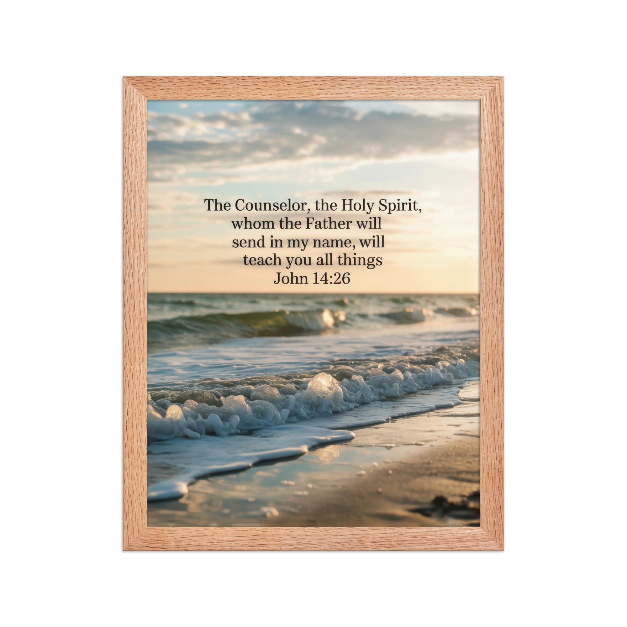 John 14:26 Bible Verse You All Enhanced Matte Paper Framed Poster Red Oak 11″×14″