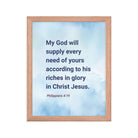 Phil 4:19 - Bible Verse, God will supply Enhanced Matte Paper Framed Poster