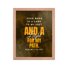 Psalm 119:105 - Bible Verse, lamp to my feet Enhanced Matte Paper Framed Poster