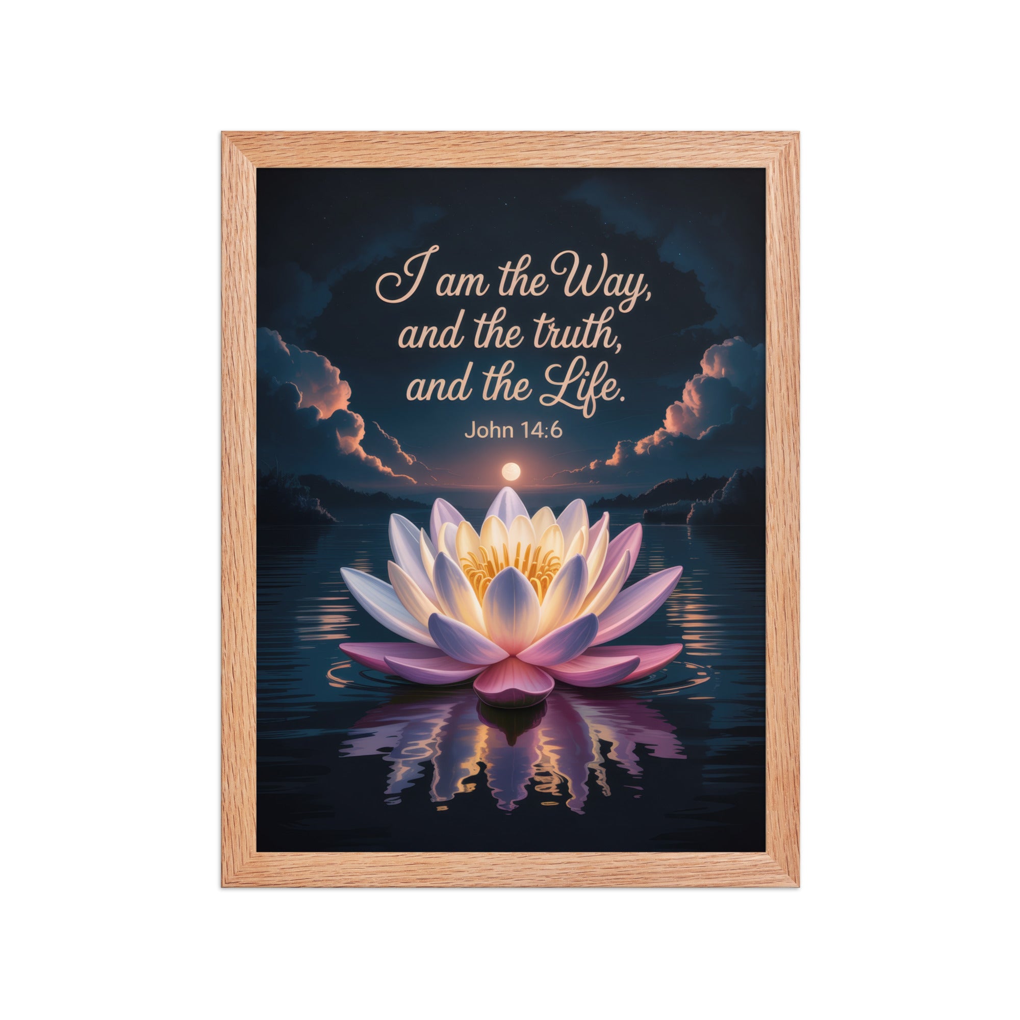 John 14:6 Bible Verse The Way Enhanced Matte Paper Framed Poster Red Oak 12″×16″