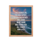John 14:26 Bible Verse will teach Enhanced Matte Paper Framed Poster Red Oak 12″×16″