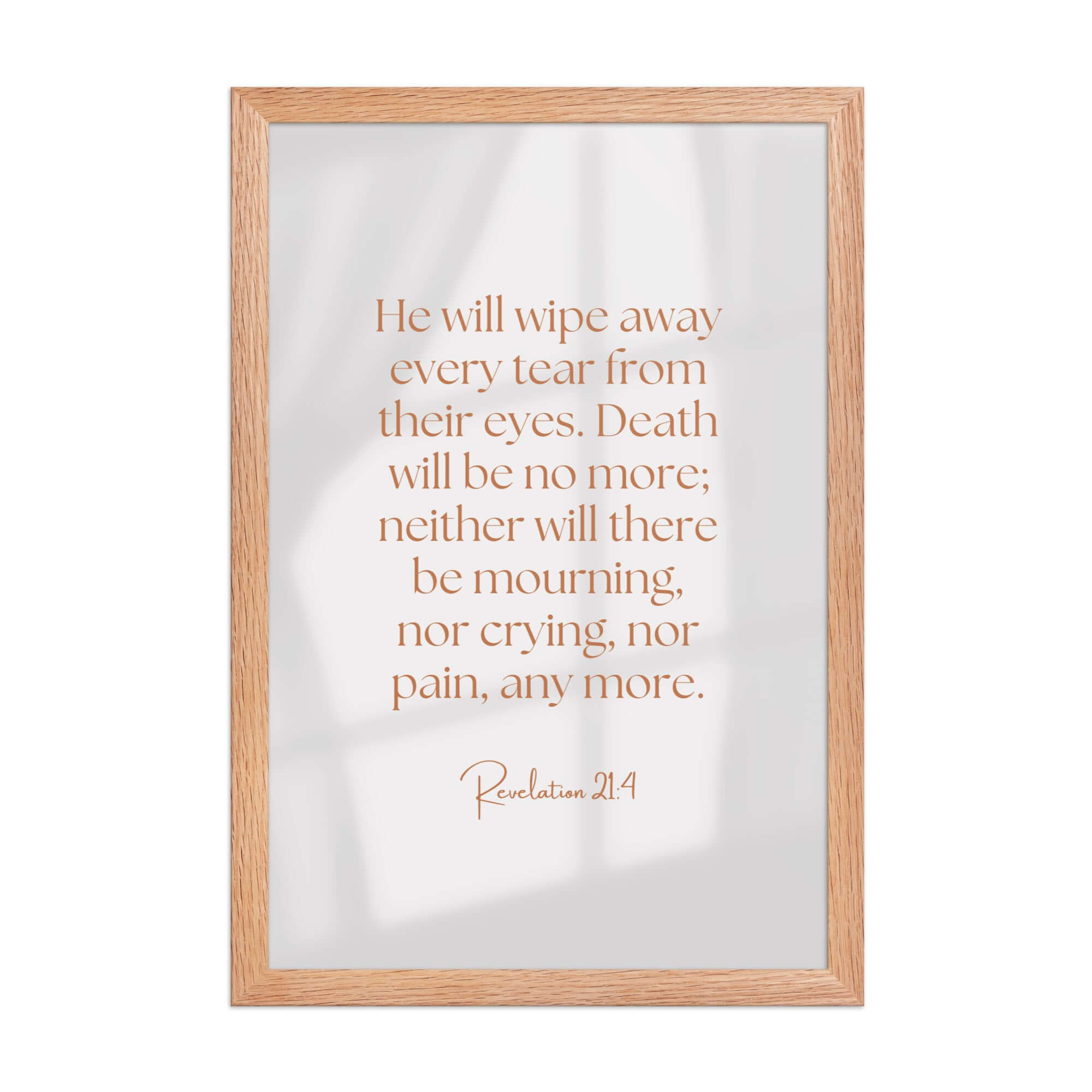 Revelation 21:4 Bible Verse, He will wipe Enhanced Matte Paper Framed Poster