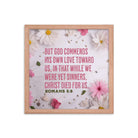 Romans 5:8 - Bible Verse, Christ Died for Us Framed Poster