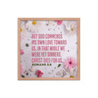 Romans 5:8 - Bible Verse, Christ Died for Us Framed Poster