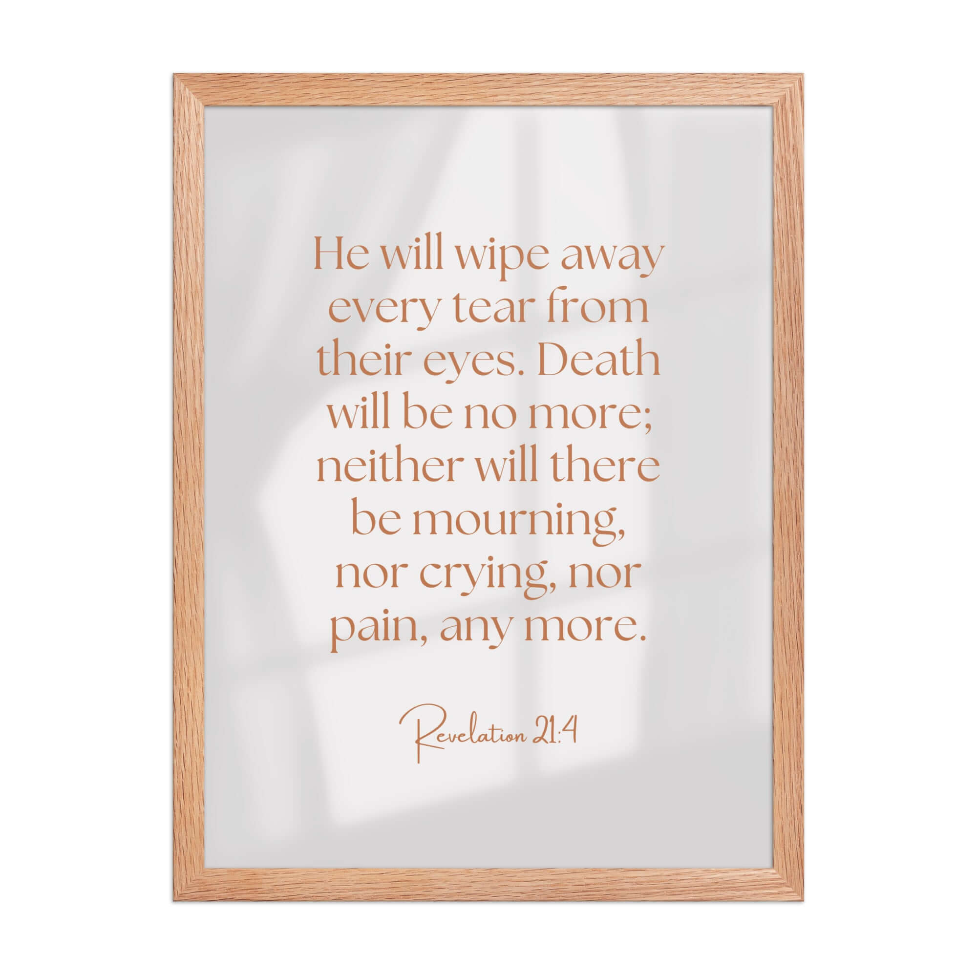 Revelation 21:4 Bible Verse, He will wipe Enhanced Matte Paper Framed Poster