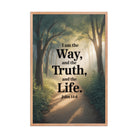 John 14:6 Bible Verse The Life Enhanced Matte Paper Framed Poster Red Oak 24″×36″