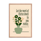 Col 3:16 - Bible Verse, word of Christ Enhanced Matte Paper Framed Poster