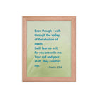 Psalm 23:4 - Bible Verse, fear no evil Enhanced Matte Paper Framed Poster