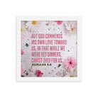 Romans 5:8 - Bible Verse, Christ Died for Us Framed Poster