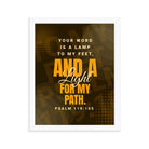 Psalm 119:105 - Bible Verse, lamp to my feet Enhanced Matte Paper Framed Poster