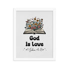 1 John 4:8 - Bible Verse, God is Love Enhanced Matte Paper Framed Poster