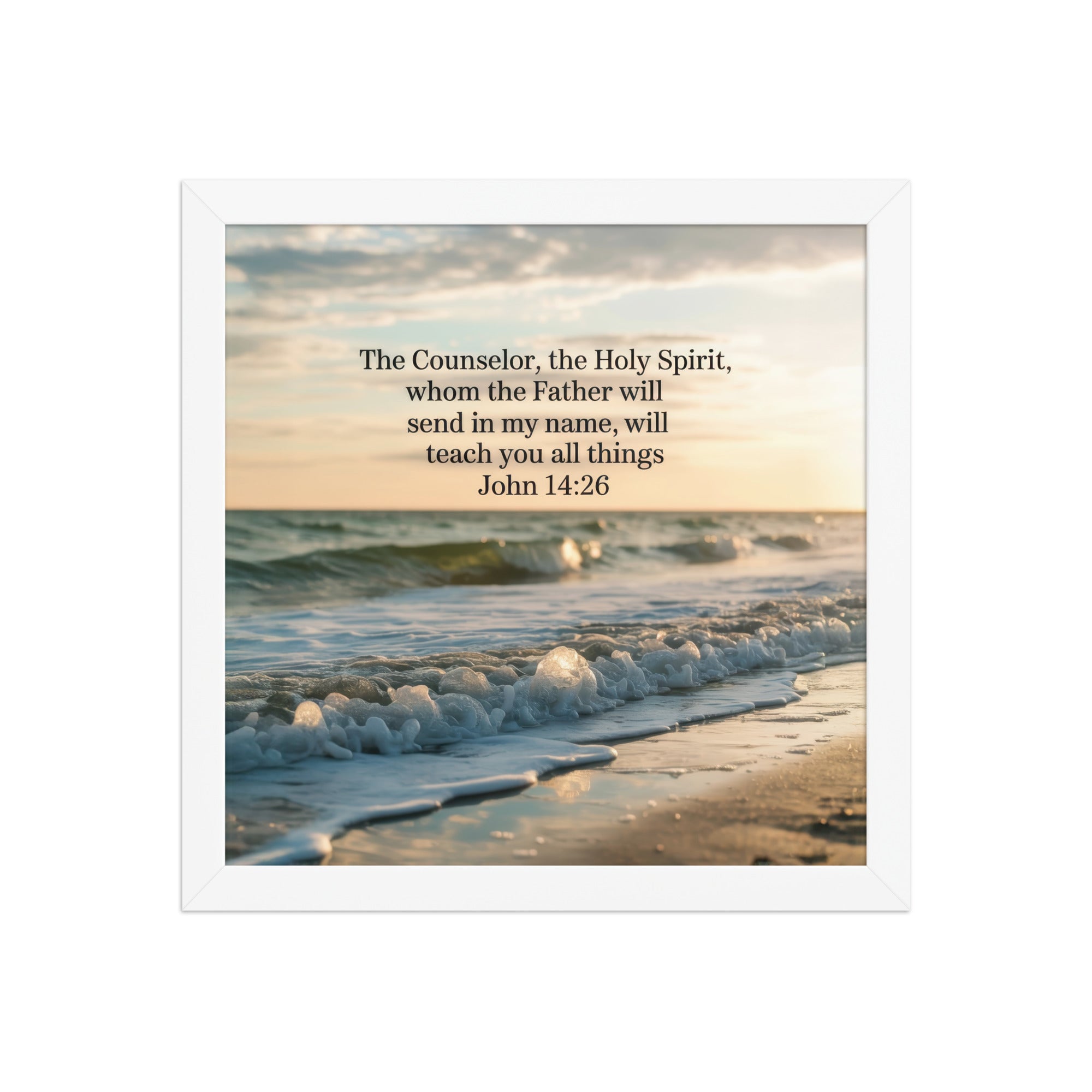 John 14:26 Bible Verse You All Enhanced Matte Paper Framed Poster White 12″×12″
