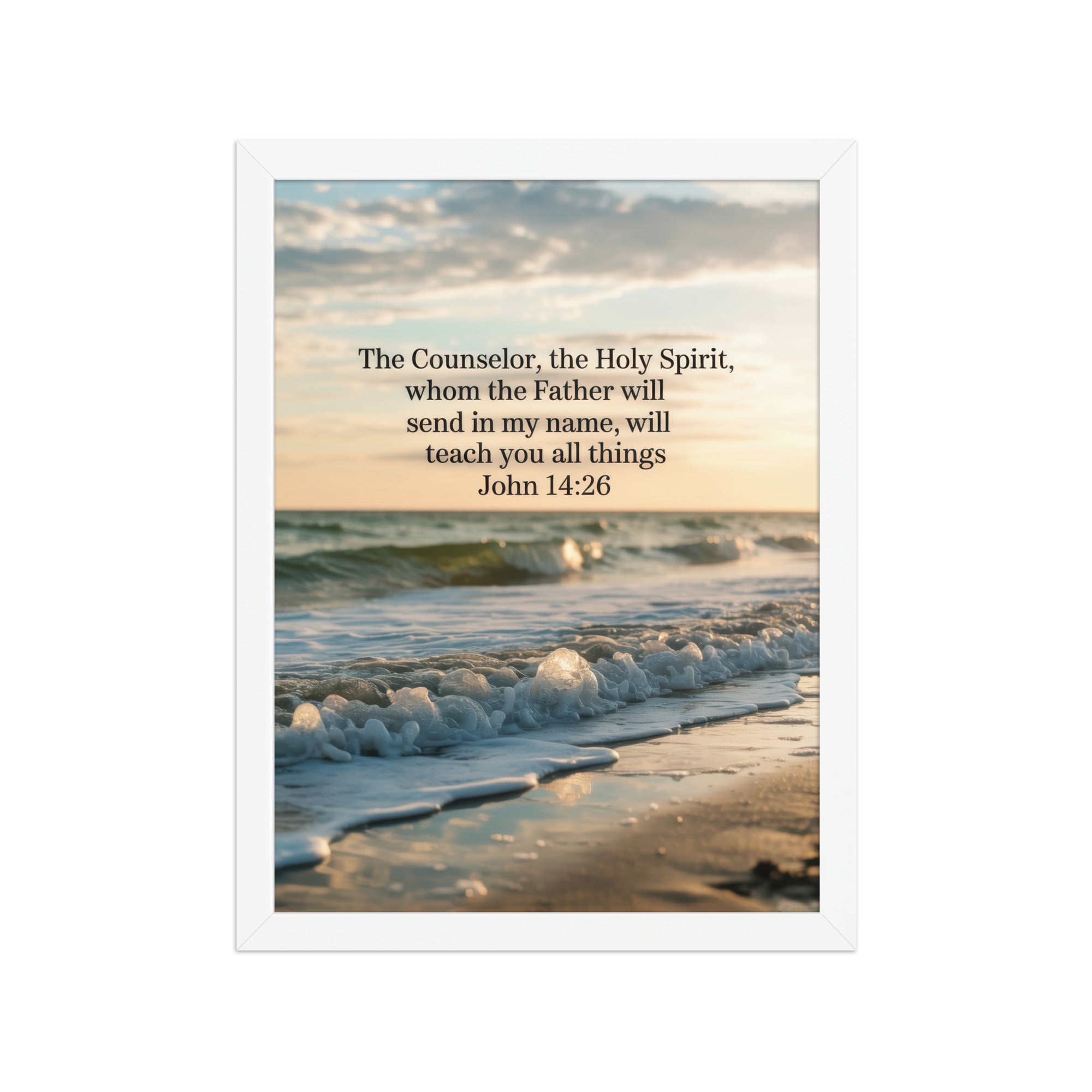 John 14:26 Bible Verse You All Enhanced Matte Paper Framed Poster White 12″×16″