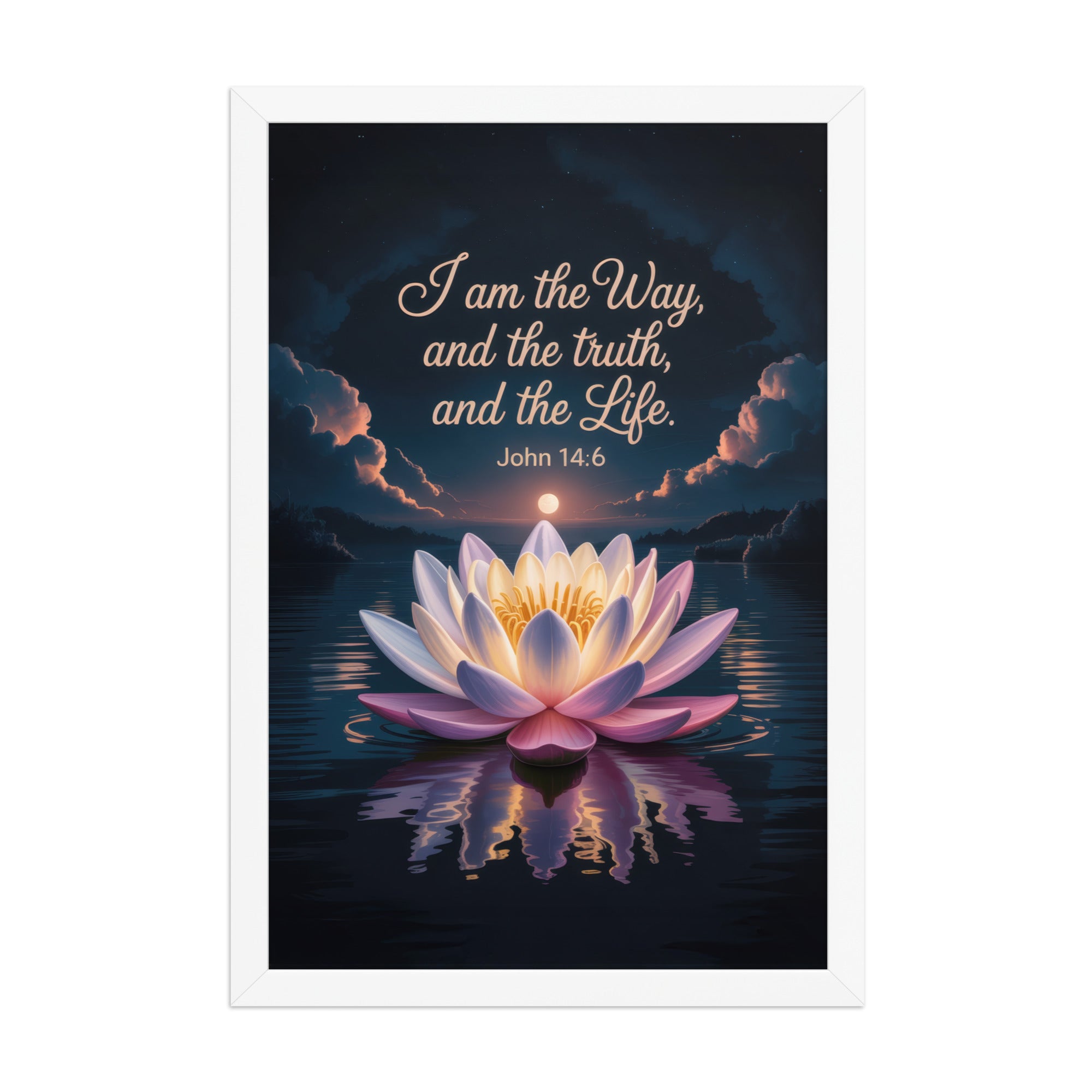 John 14:6 Bible Verse The Way Enhanced Matte Paper Framed Poster White 12″×18″
