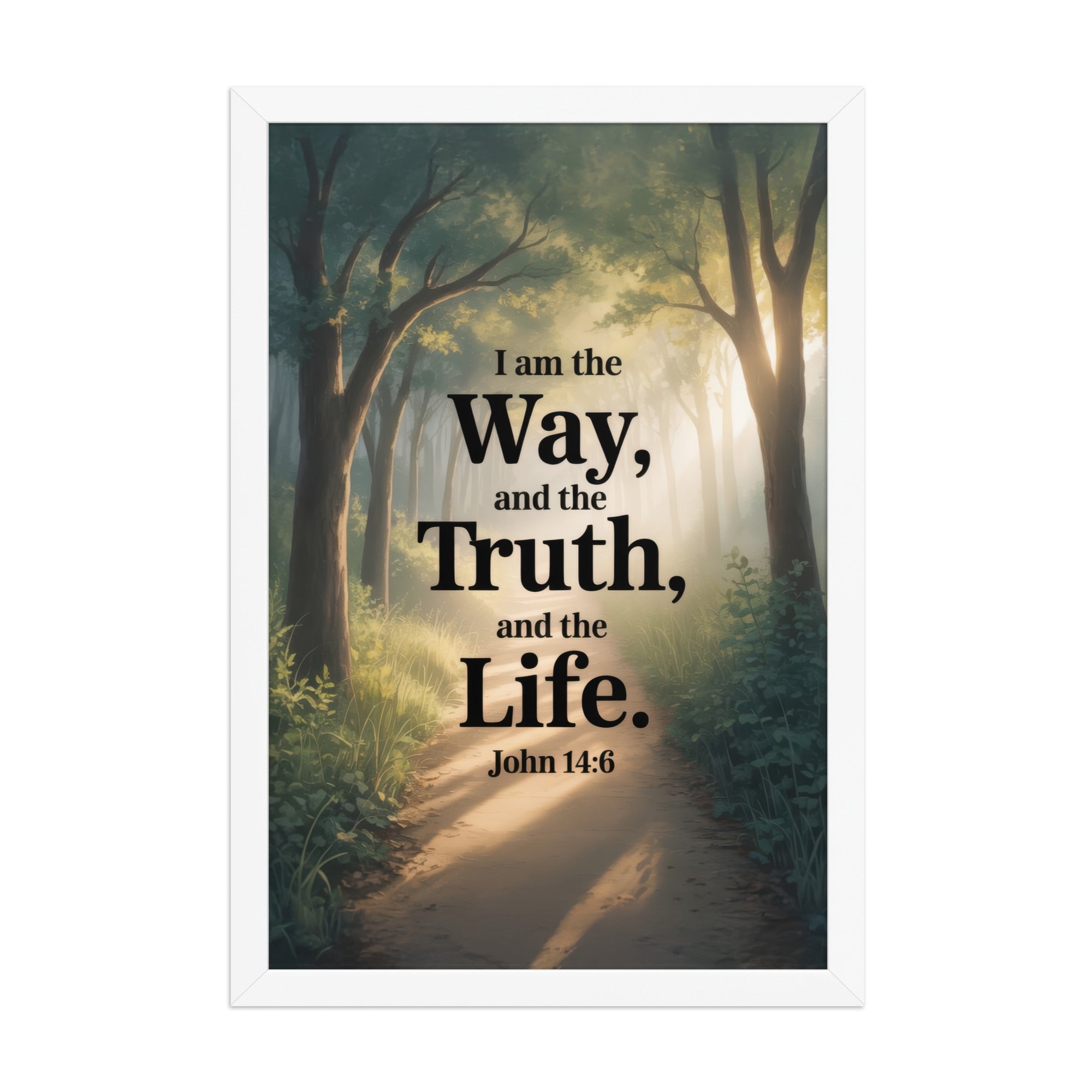 John 14:6 Bible Verse The Life Enhanced Matte Paper Framed Poster White 12″×18″