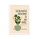 Col 3:16 - Bible Verse, word of Christ Enhanced Matte Paper Framed Poster