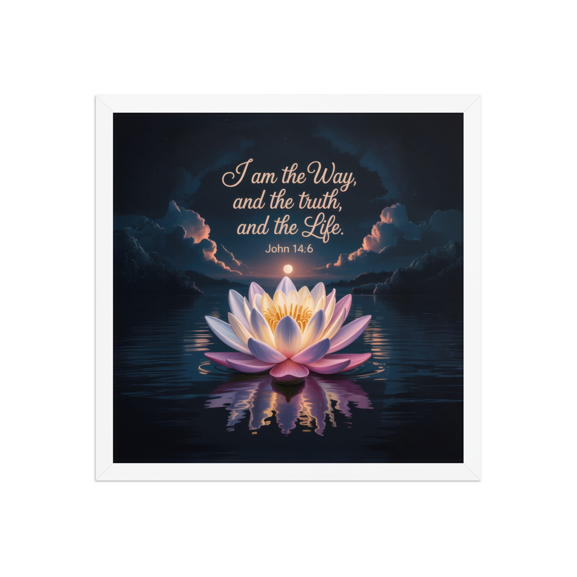 John 14:6 Bible Verse The Way Enhanced Matte Paper Framed Poster White 16″×16″