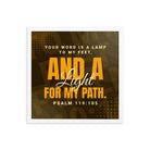 Psalm 119:105 - Bible Verse, lamp to my feet Enhanced Matte Paper Framed Poster