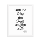 John 14:6 Bible Verse, Black Text Matte Paper Framed Poster