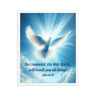 John 14:26 - Bible Verse, Holy Spirit Dove Framed Poster