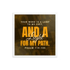 Psalm 119:105 - Bible Verse, lamp to my feet Enhanced Matte Paper Framed Poster