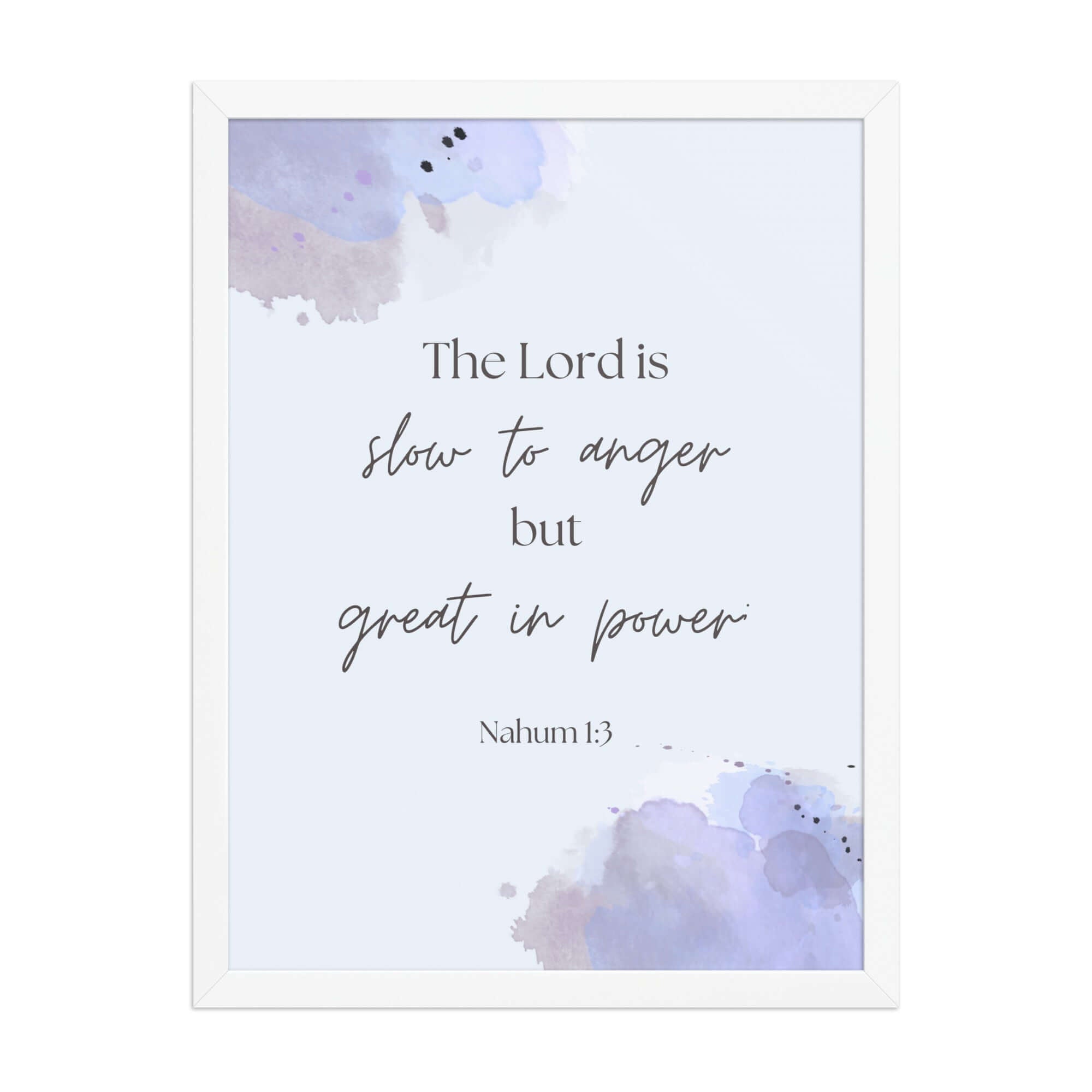 Nahum 1:3 Bible Verse, great in power Enhanced Matte Paper Framed Poster