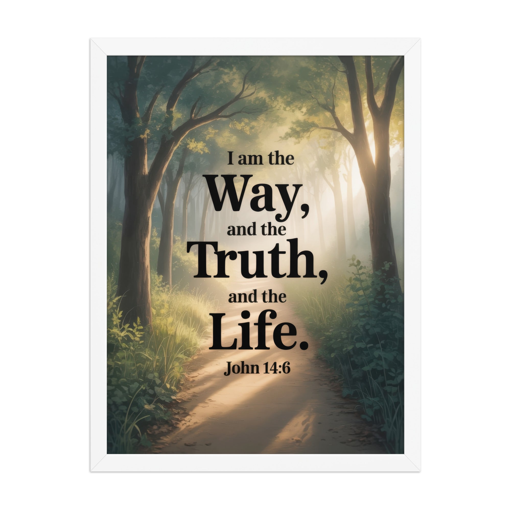 John 14:6 Bible Verse The Life Enhanced Matte Paper Framed Poster White 18″×24″