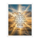 John 14:26 Bible Verse will send Enhanced Matte Paper Framed Poster White 18″×24″