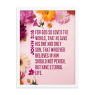 John 3:16 - Bible Verse, For God So Loved Framed Poster