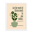 Col 3:16 - Bible Verse, word of Christ Enhanced Matte Paper Framed Poster