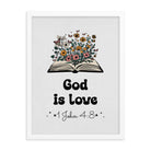 1 John 4:8 - Bible Verse, God is Love Enhanced Matte Paper Framed Poster