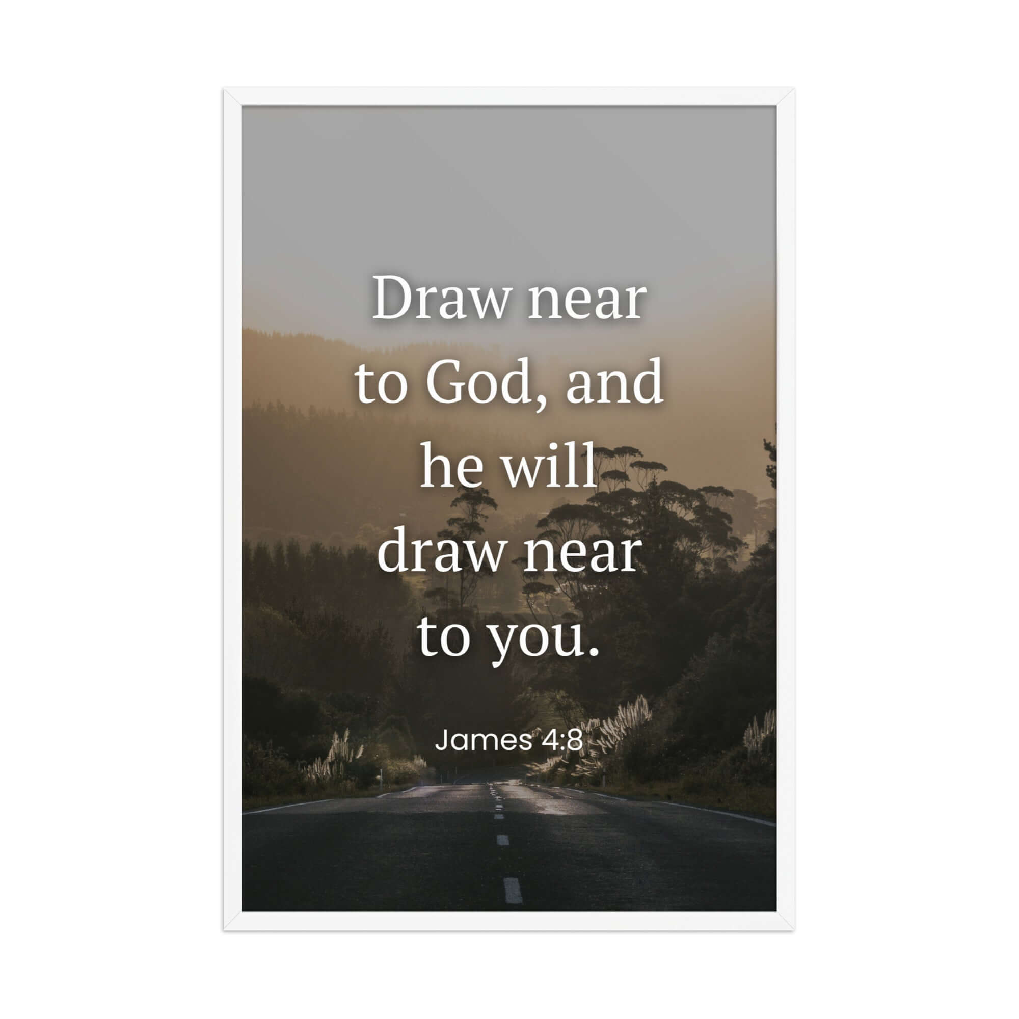 James 4:8 Bible Verse, Cleanse your Enhanced Matte Paper Framed Poster